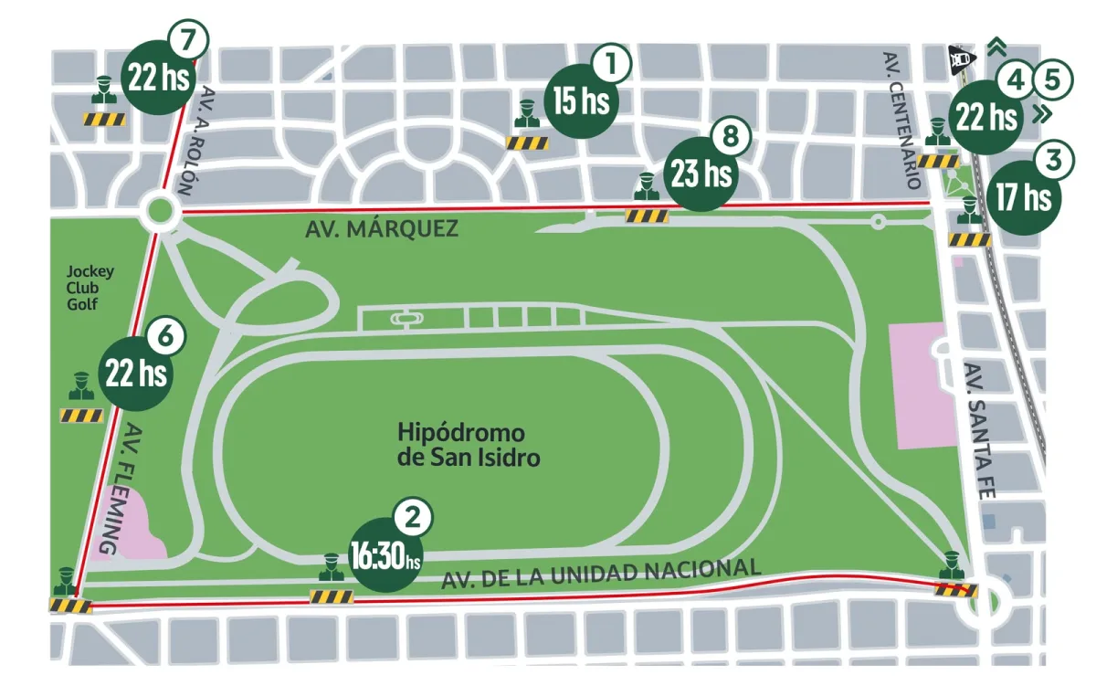 Operativos de tránsito por recitales en el Hipódromo de San Isidro