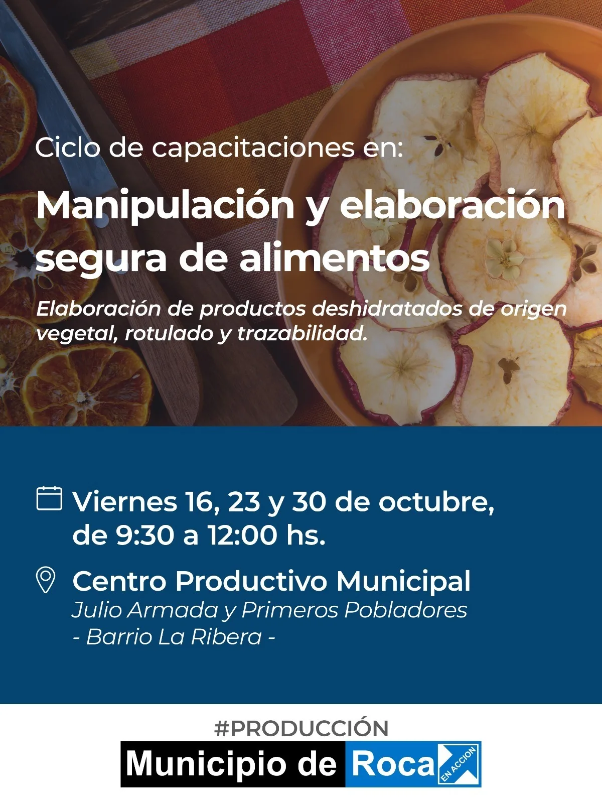 Capacitaciones sobre manipulación de alimentos en Roca