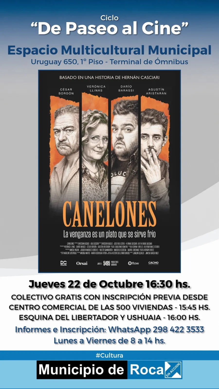Ciclo 'De Paseo al Cine' ofrece nueva función en Roca