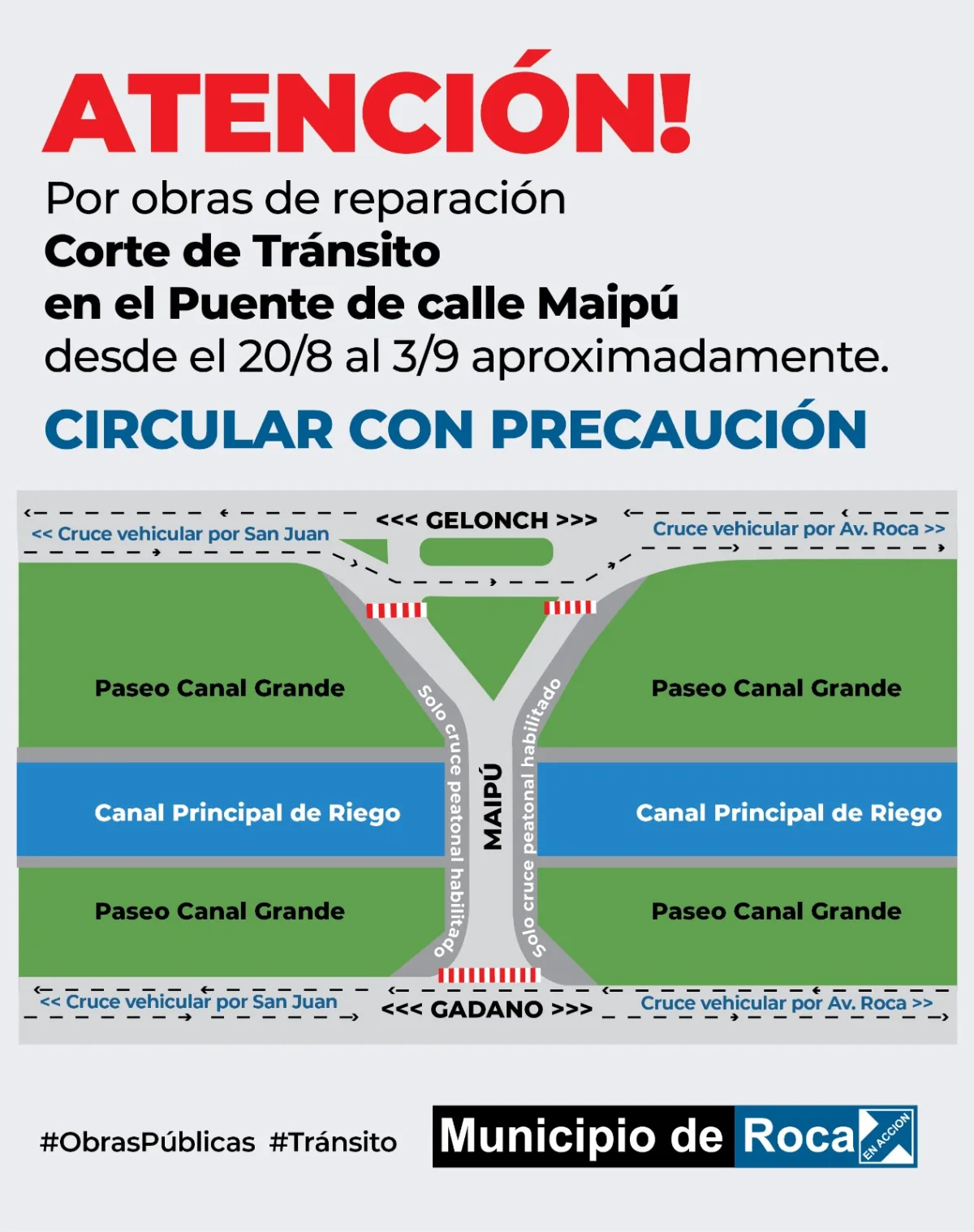 Cierre del puente de calle Maipú por reparaciones