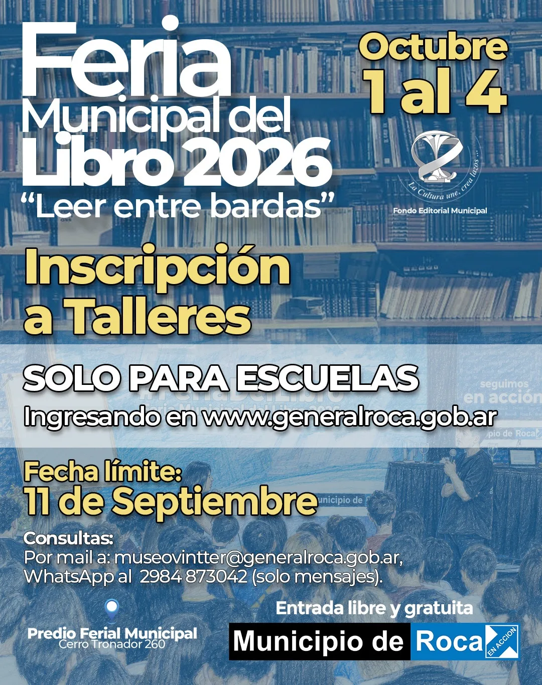 Feria Municipal del Libro 2026: inscripciones para escuelas abiertas