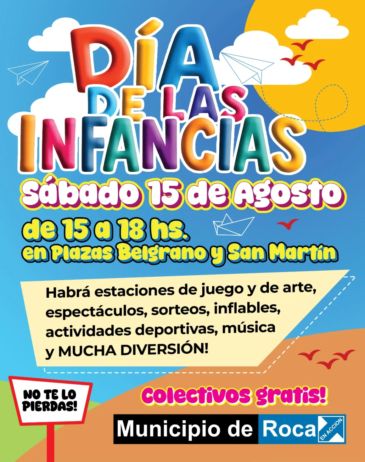Fiesta del Día de las Infancias en Roca: actividades y transporte gratis