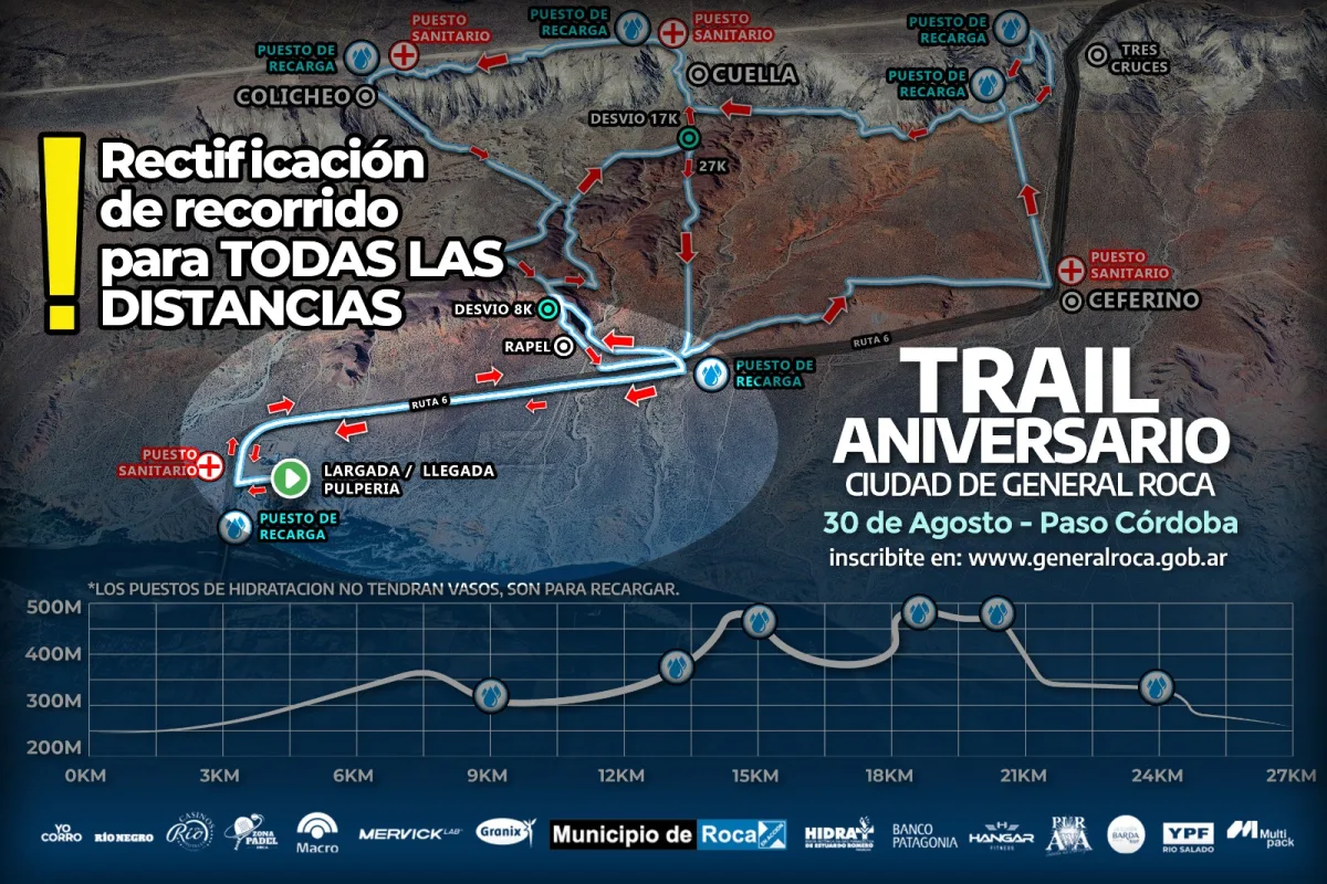 Modificación en el recorrido del Trail Aniversario de Roca