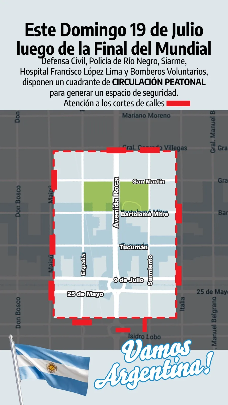 Operativo de seguridad en la ciudad para la final del Mundial