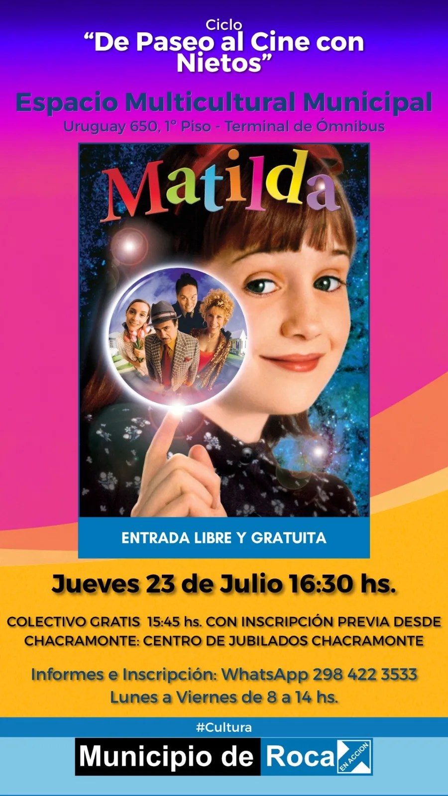 Vacaciones de invierno: cine para abuelos y nietos en Roca