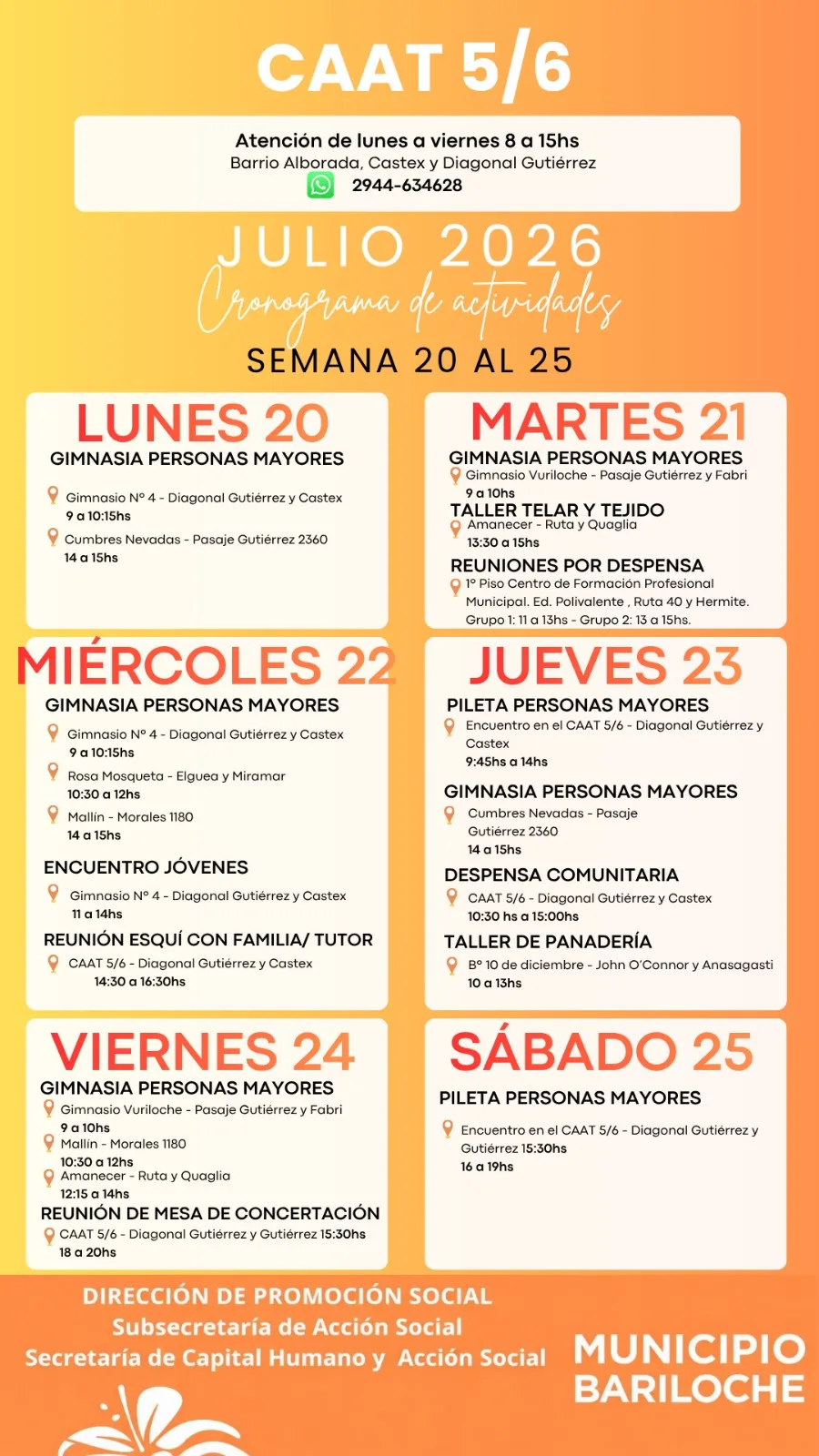 Actividades recreativas y culturales en Bariloche para julio
