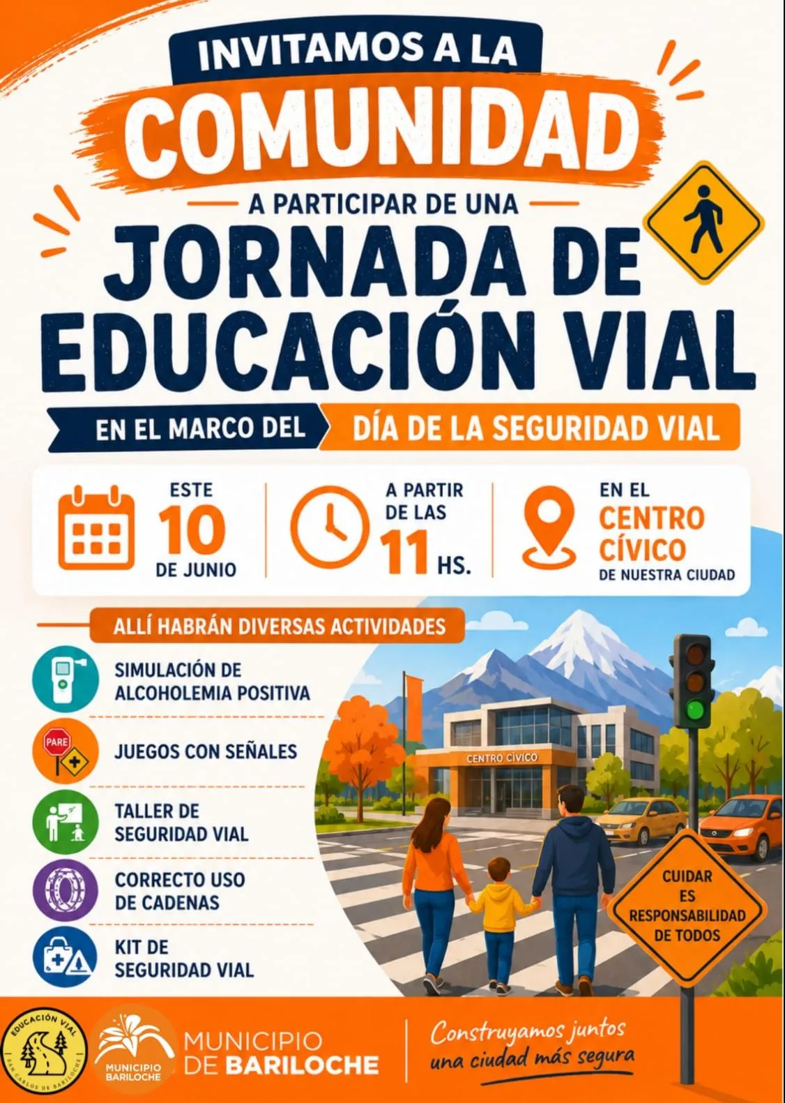 Actividades viales y jornada comunitaria en Bariloche