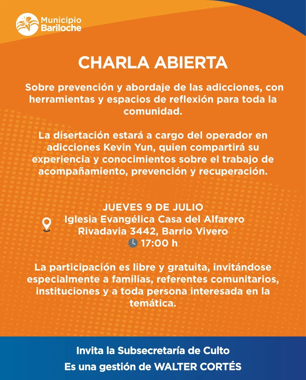 Charlas gratuitas en Bariloche para prevenir adicciones