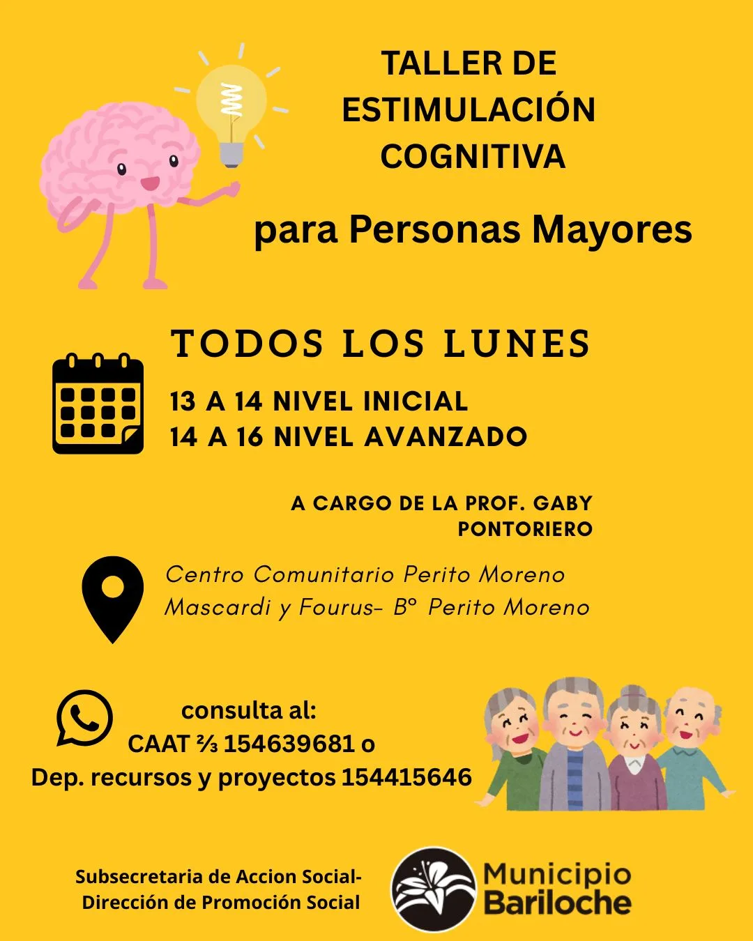 Nuevos horarios para talleres de estimulación cognitiva en Bariloche