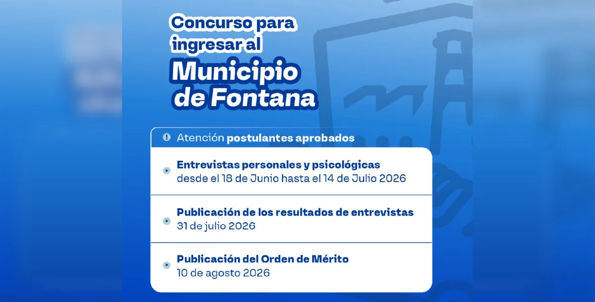 Fechas definidas para el concurso de ingreso en Fontana