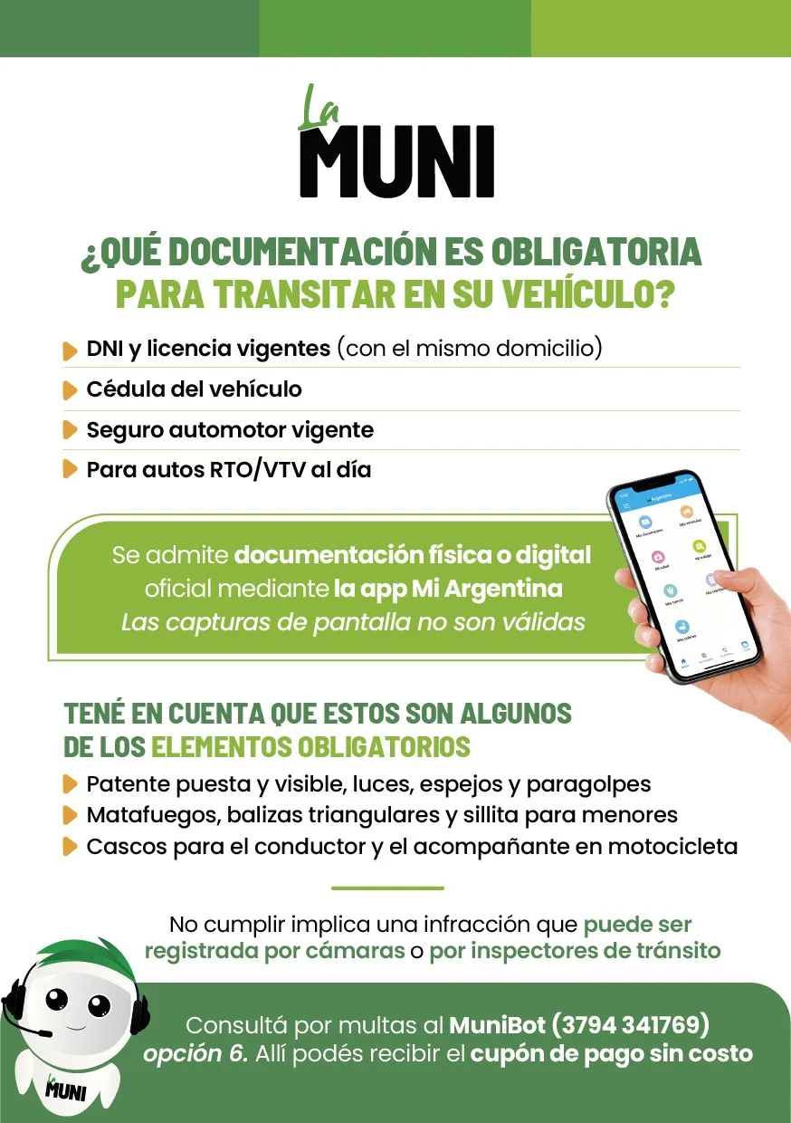 Requisitos obligatorios para circular en Corrientes