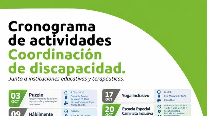 Actividades inclusivas en Goya durante octubre