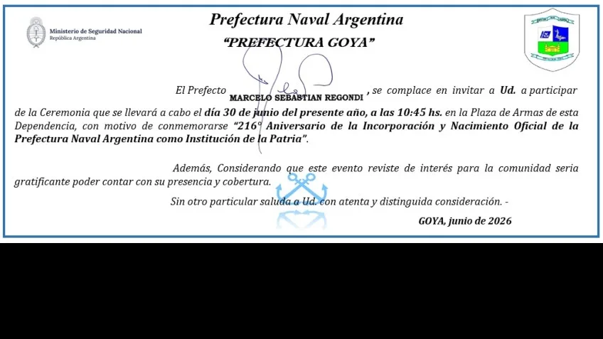 Ceremonia por el 216° Aniversario de la Prefectura Naval en Goya