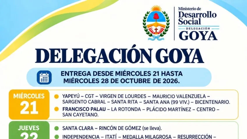 Entrega de módulos alimentarios en Goya del 21 al 28 de octubre