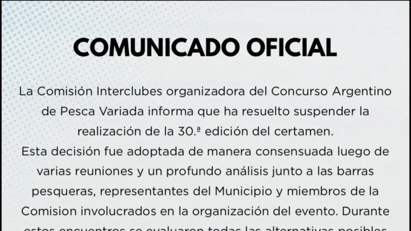 Suspendido el Concurso Argentino de Pesca Variada Embarcada