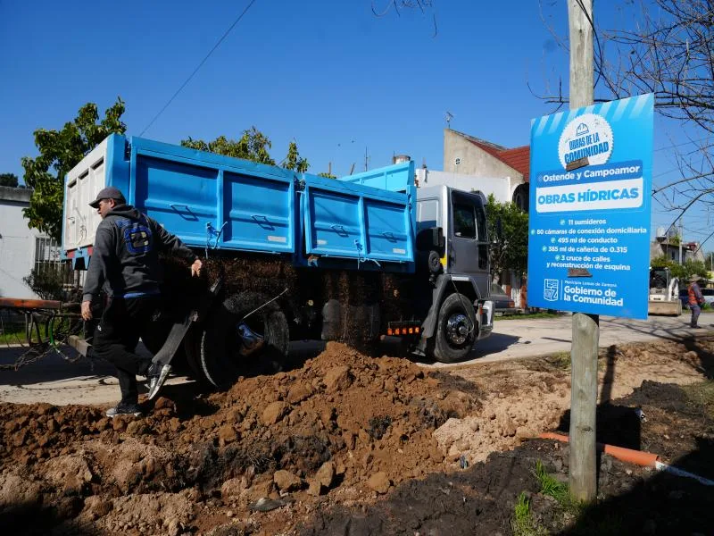 Obras en Albertina para mejorar el desagüe en días de lluvia