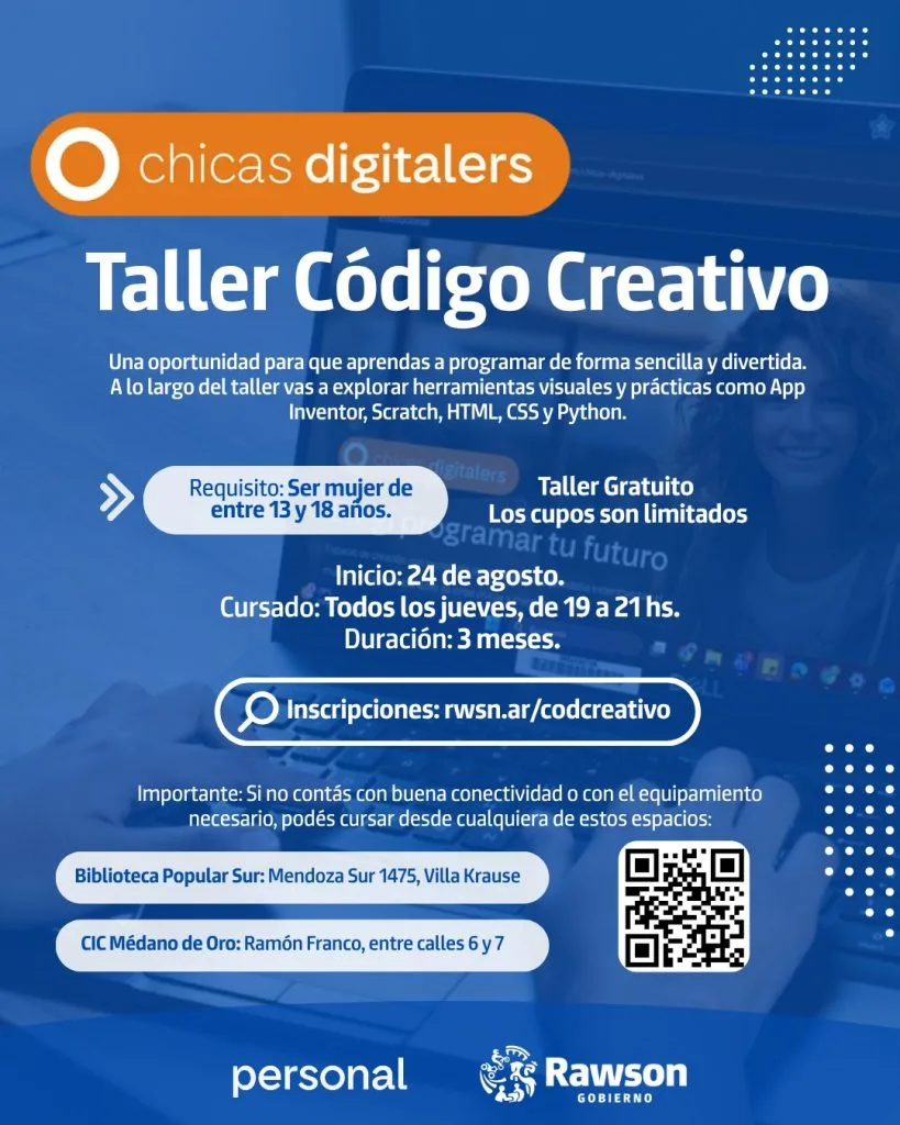 Capacitación gratuita en programación para adolescentes en Rawson