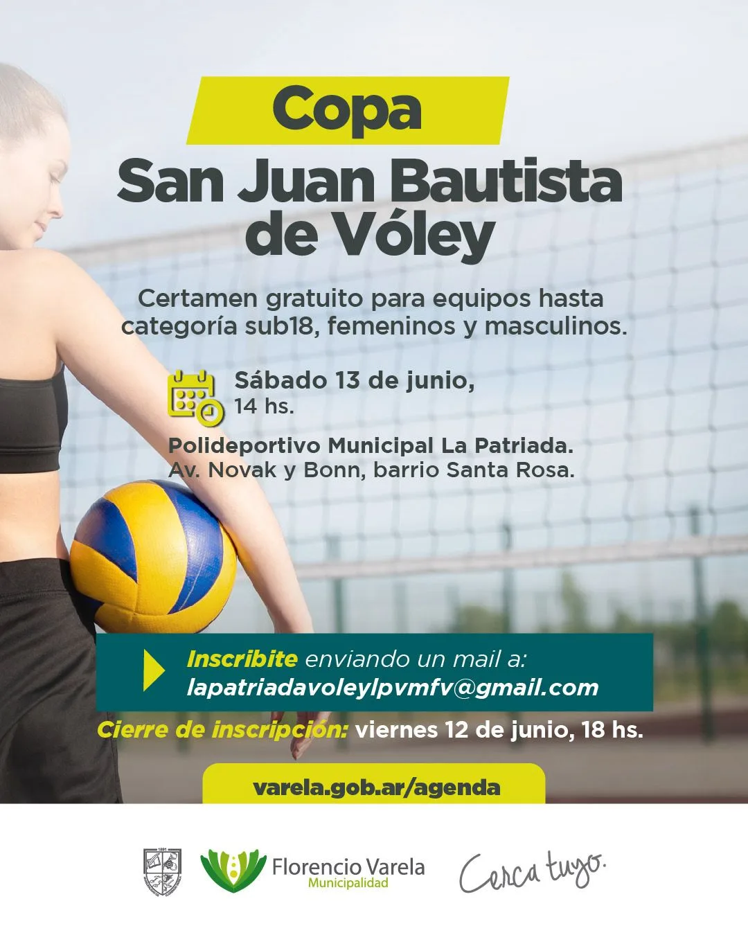 Copa San Juan Bautista de vóley se jugará en Florencio Varela