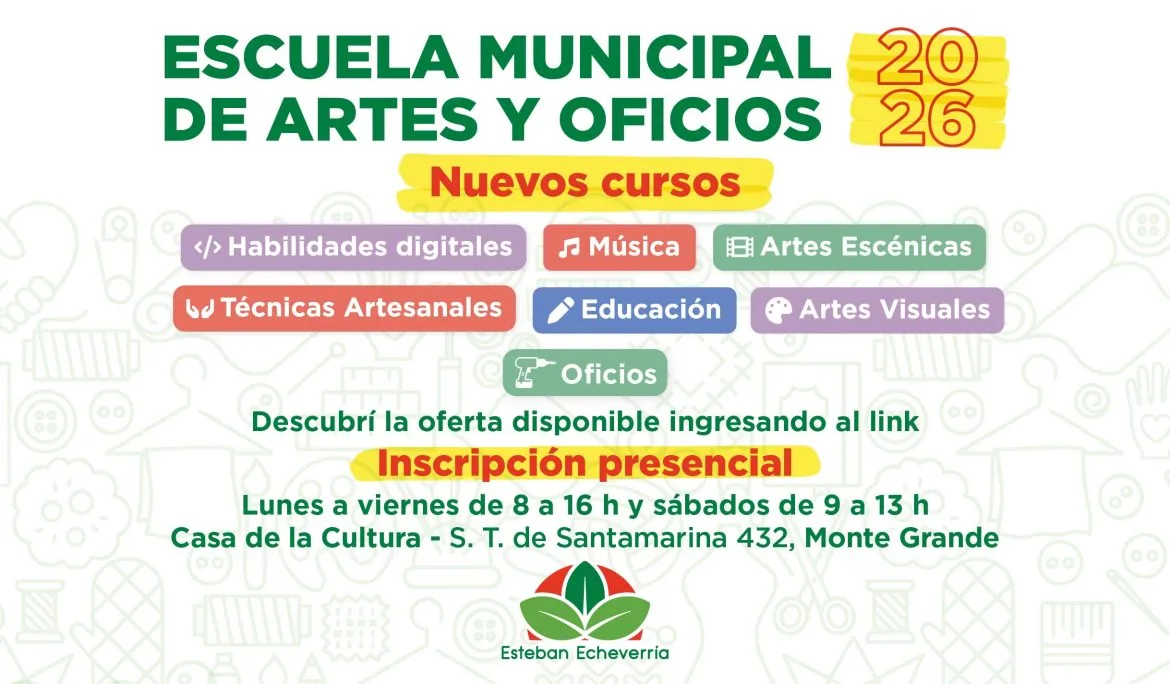 Inscripción abierta para cursos gratuitos en Esteban Echeverría