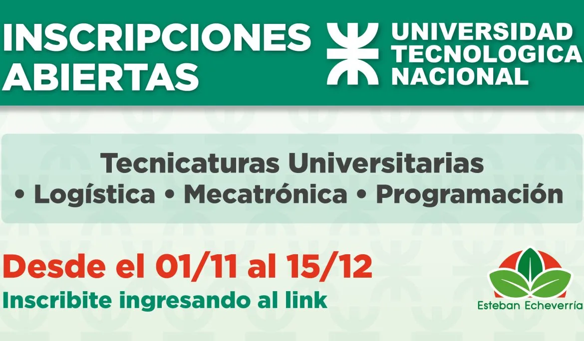 Inscripciones abiertas para tecnicaturas en Esteban Echeverría
