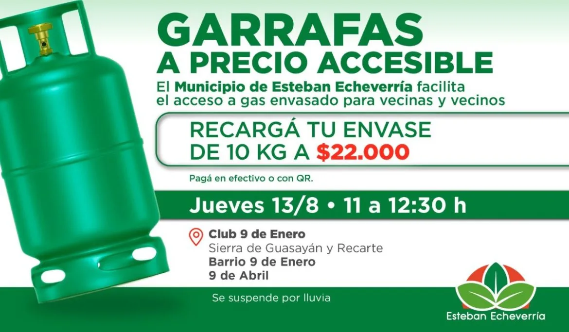 Operativo de recarga de garrafas a bajo costo en Esteban Echeverría