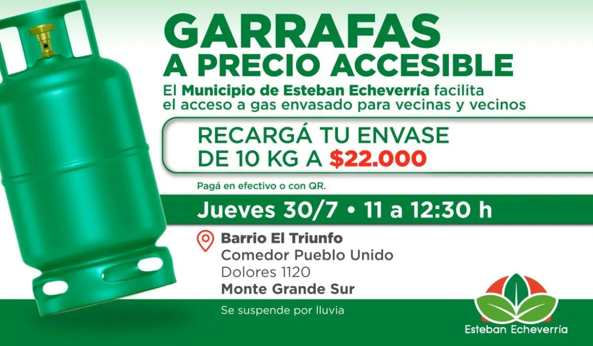 Operativo de recarga de garrafas en Monte Grande Sur