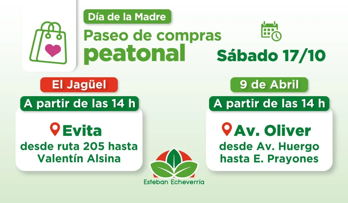 Paseos de compras peatonales en 9 de Abril y El Jagüel