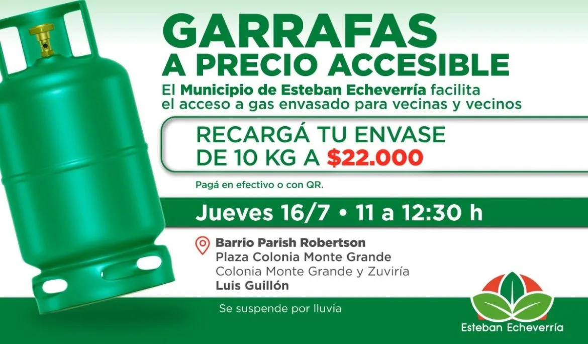 Recarga de garrafas a bajo costo en Luis Guillón el 16 de julio