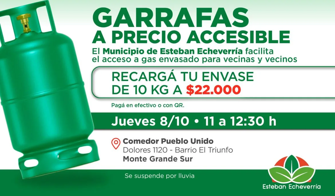 Recarga de garrafas a bajo costo en Monte Grande Sur este jueves