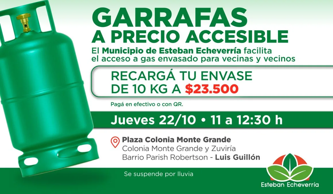 Recarga de garrafas a buen precio en Luis Guillón este jueves