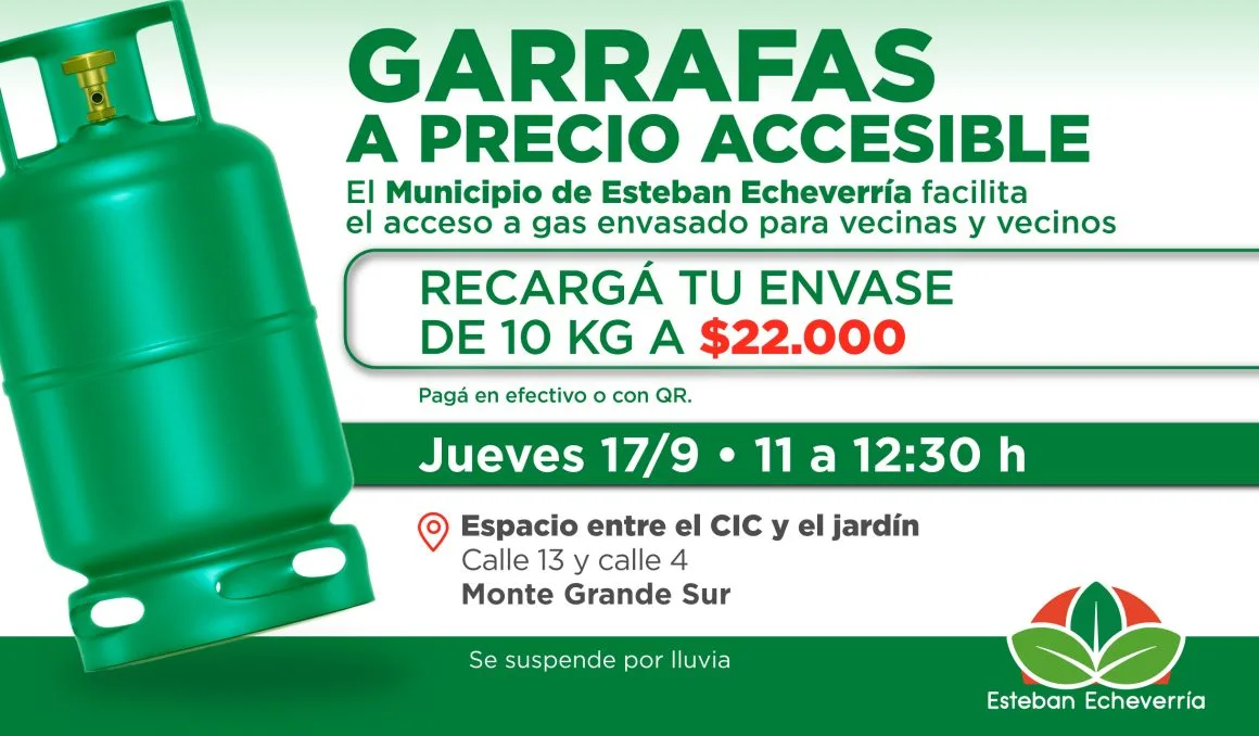 Recarga de garrafas a precio accesible en Monte Grande Sur