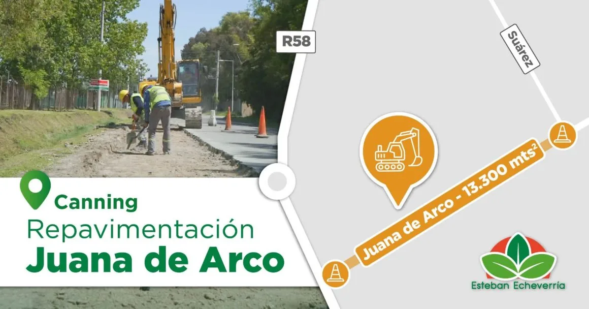 Repavimentación de la calle Juana de Arco en Canning
