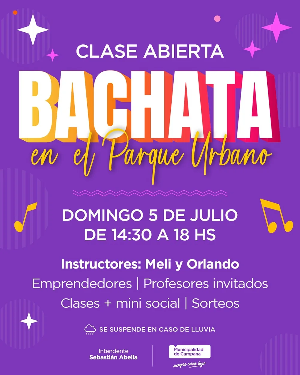 Clase gratuita de bachata en el Parque Urbano este domingo