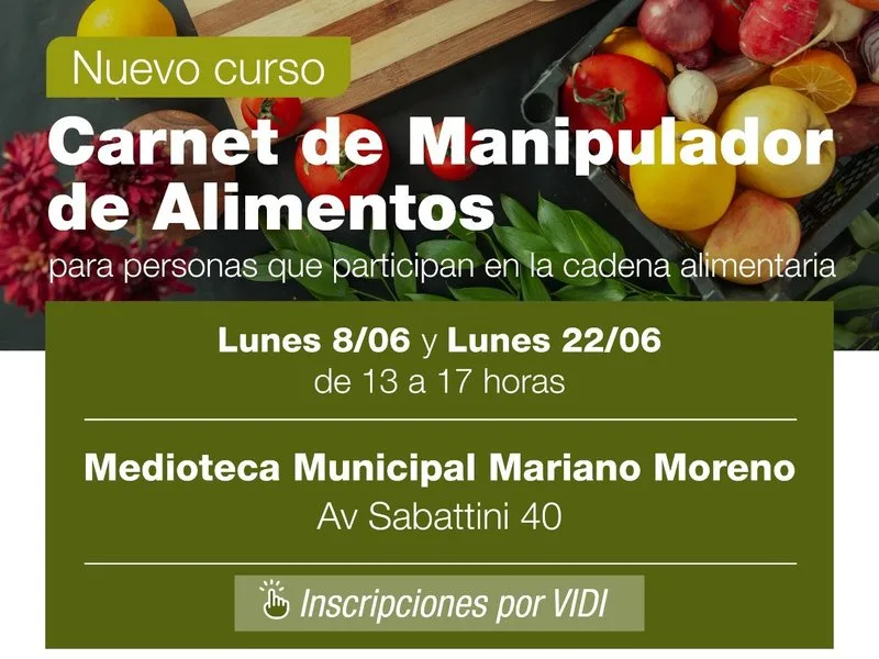 Inscripciones abiertas para el curso de manipulador de alimentos