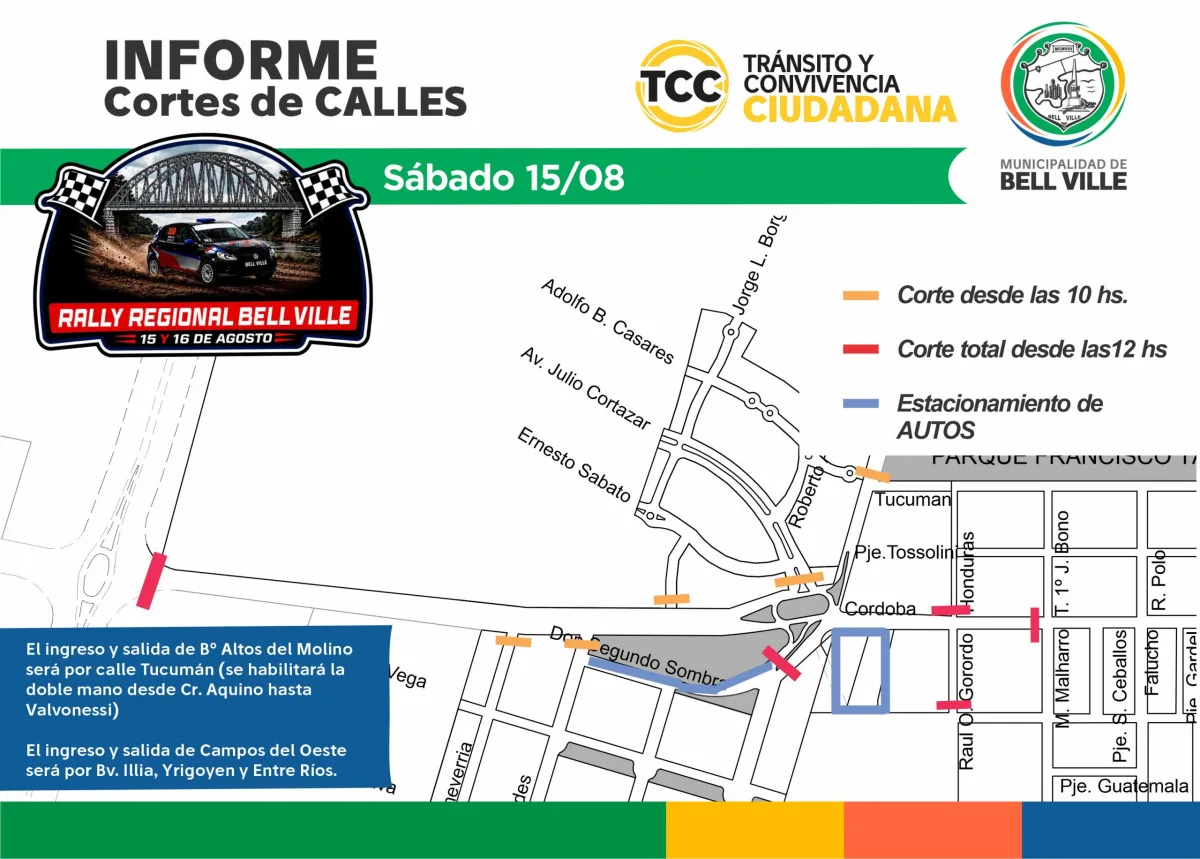 Cortes de tránsito por el Rally Regional este fin de semana
