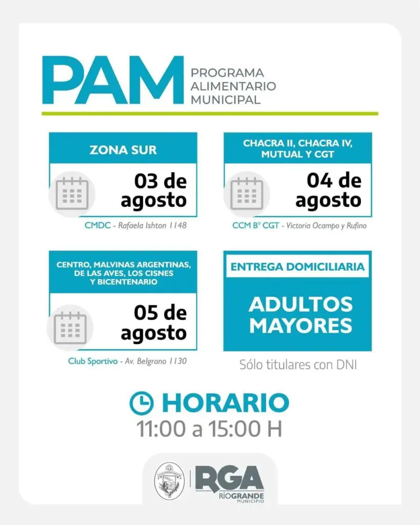 Entrega de módulos alimentarios comienza mañana en Río Grande
